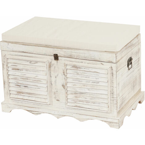 Baule contenitore Shabby chic Bianco Decorato