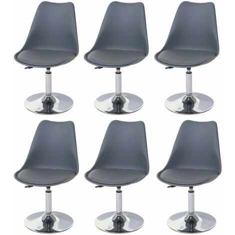 Serie Malmoe set 6x sedie girevoli T501 acciaio ecopelle grigio scuro