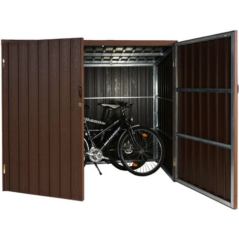 Garage armadio per biciclette serratura HWC-J29 acciaio 2 bici  172x213x112cm marrone