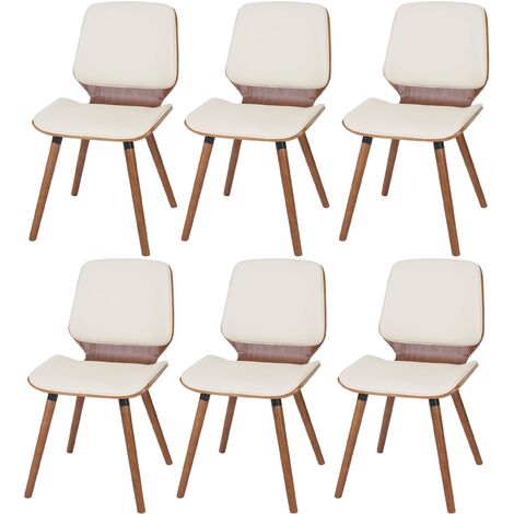 Set 6x sedie HWC-B16 design elegante legno curvo ecopelle nero