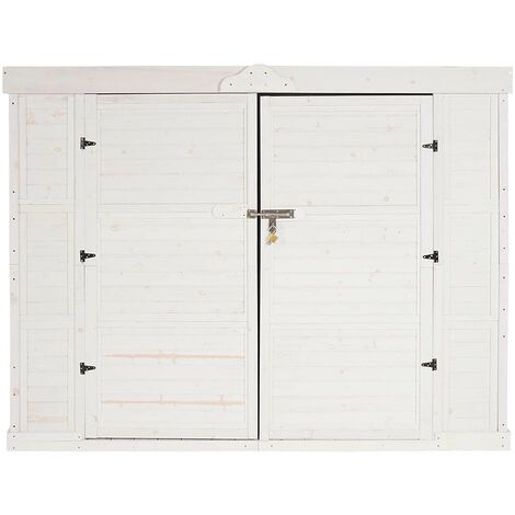 Garage armadio per 2 biciclette con serratura HWC-H63b legno 107x205x155cm  bianco