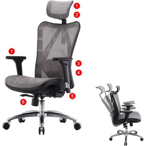 SIHOO poltrona ufficio ergonomica supporto lombare schienale alto braccioli  3D tessuto nero