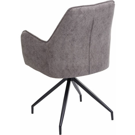 Set 6x sedie imbottite con braccioli HWC-K15 struttura treppiede tessuto  grigio scuro
