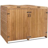 2x copribidoni box spazzatura rifiuti HWC-H74 98x158x126cm legno abete marrone