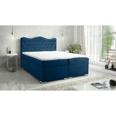 Boxspringbett Schlafzimmerbett SULTAN New In Stoff Velvet X Dunkelblau ...