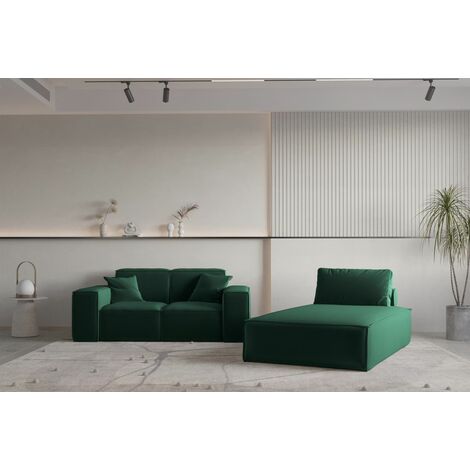 Sofa Set 2 teilig Sezlong und Sofa 2 Sitzer CELES PREMIUM Stoff Opera Velvet Grun