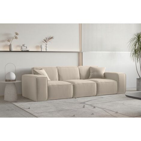 Sofa Designersofa CELES PREMIUM 3-Sitzer in Stoff Opera Velvet Beige