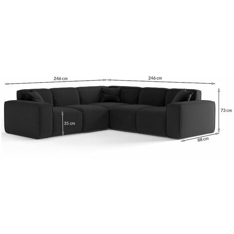 Ecksofa Designersofa CELES PREMIUM in Stoff Opera Velvet Beige Seite Universal