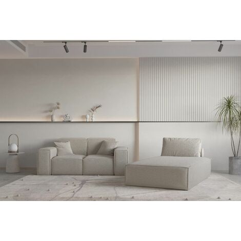 Sofa Set 2-teilig Sezlong und Sofa 2-Sitzer CELES PREMIUM Stoff Ascot Bukla Beige (1/4)