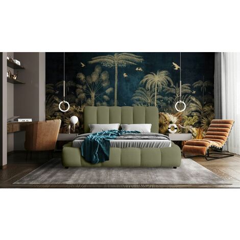 Polsterbett Doppelbett HEDA 180x200cm in Stoff Perfect Harmony Tannengrün (1/4)