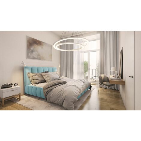 Polsterbett Doppelbett HEDA 180x200cm in Stoff Boston Sky (1/3)