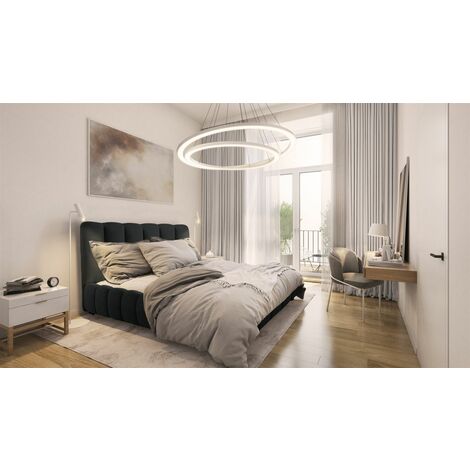 Polsterbett Doppelbett HEDA 160x200cm in Stoff Boston Schwarz (1/3)