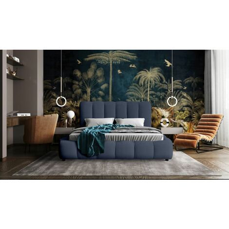 Polsterbett Doppelbett HEDA 180x200cm in Stoff Perfect Harmony Blau (1/4)