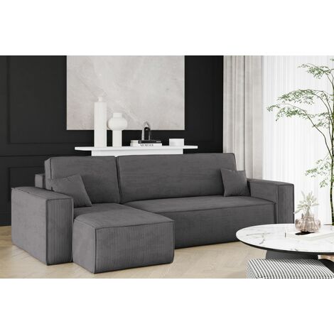 Ecksofa Schlafsofa Sofa MARIS Stoff Poso Anthrazit Ottomane Links (1/4)