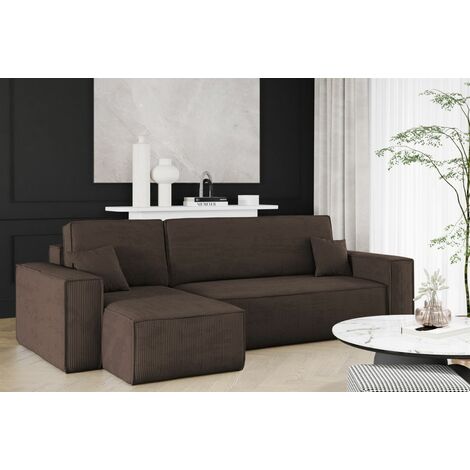 Ecksofa Schlafsofa Sofa MARIS Stoff Poso Braun Ottomane Links (1/4)