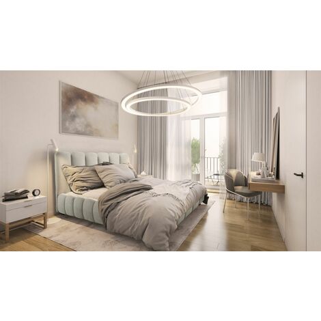 Polsterbett Doppelbett HEDA 180x200cm Komplettset in Stoff Boston Lichtgrau (1/4)