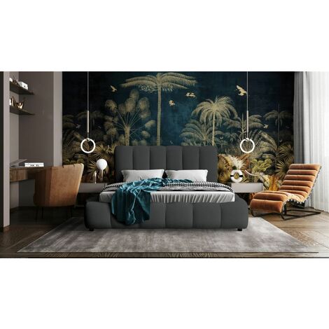 Polsterbett Doppelbett HEDA 160x200cm Komplettset in Stoff Perfect Harmony Anthrazit (1/5)