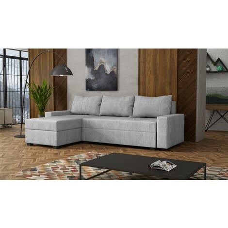 Ecksofa Schlafsofa Sofa Agneta Lux Stoff Lincoln Hellgrau Ottomane Links