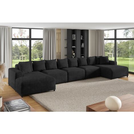 Wohnlandschaft Sofa U-Form Designersofa MEGAN XL in Stoff Poso Anthrazit (1/2)