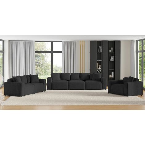 Sofaset Designersofas MEGAN 3-2-1 in Stoff Poso Anthrazit (1/5)