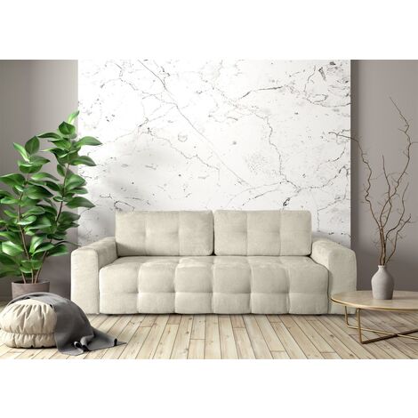 Schlafsofa Designersofa Sofa 3-Sitzer ARIELLE in Stoff Perfect Harmony Creme (1/5)