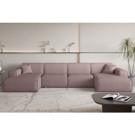 Wohnlandschaft Sofa U-Form CELES PREMIUM in Stoff Scala Lavendel (1/3)