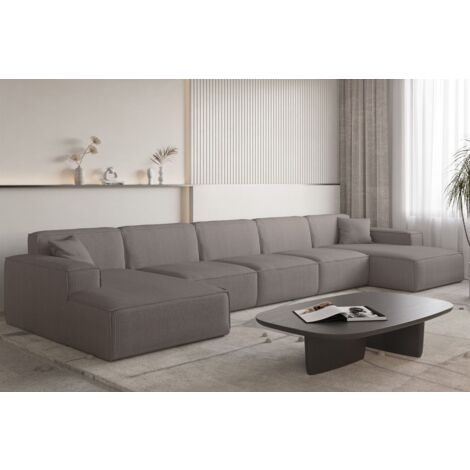 Wohnlandschaft Sofa U-Form CELES PREMIUM XL in Stoff Scala Taupe