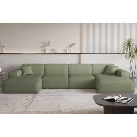 Wohnlandschaft Sofa U-Form CELES PREMIUM in Stoff Scala Forest (1/3)