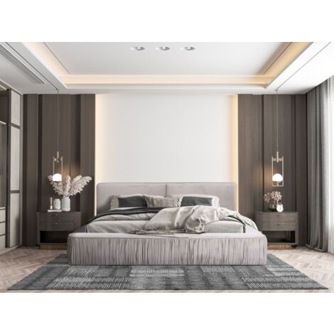 Polsterbett Doppelbett LEXIE 140x200cm Komplettset in Stoff Riviera Beige (1/5)