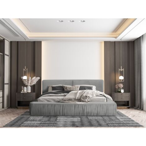 Polsterbett Doppelbett LEXIE 180x200cm in Stoff Riviera Grau (1/5)