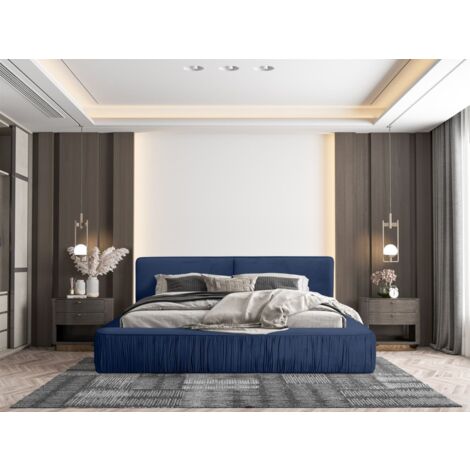 Polsterbett Doppelbett LEXIE 140x200cm in Stoff Riviera Blau (1/5)