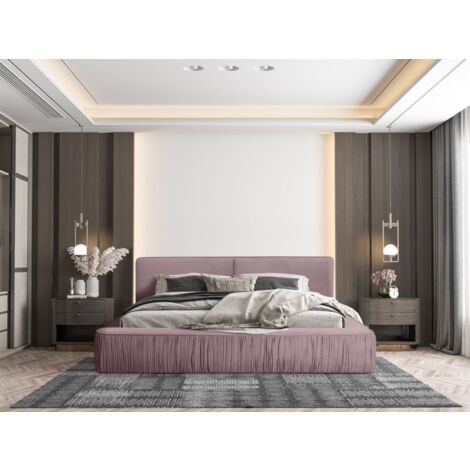 Polsterbett Doppelbett LEXIE 180x200cm in Stoff Riviera Rosa (1/5)