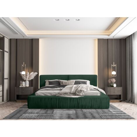 Polsterbett Doppelbett LEXIE 160x200cm Komplettset in Stoff Riviera Grün (1/5)