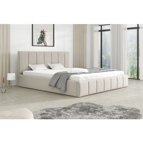 Polsterbett Doppelbett DETROIT 180x200cm Stoff Magic Velvet Hellbeige (1/2)