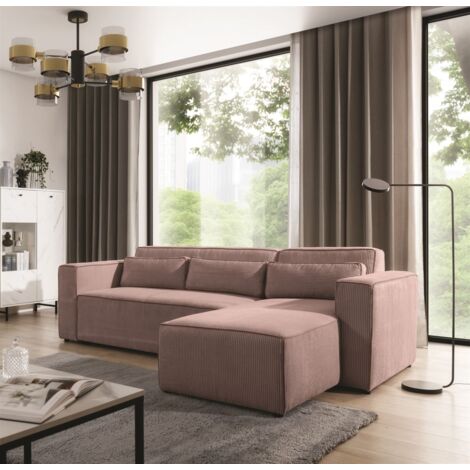 Ecksofa Schlafsofa WALDO Stoff Poso Altrosa Ottomane Rechts (1/5)