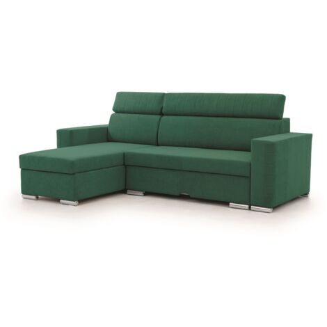 Ecksofa Schlafsofa Sofa CANTON in Stoff Camelia Grün Ottomane Links (1/5)