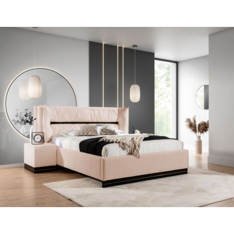 Polsterbett Doppelbett Set.3 HAMILTON 160x200cm Stoff Magic Velvet Lachs (1/5)