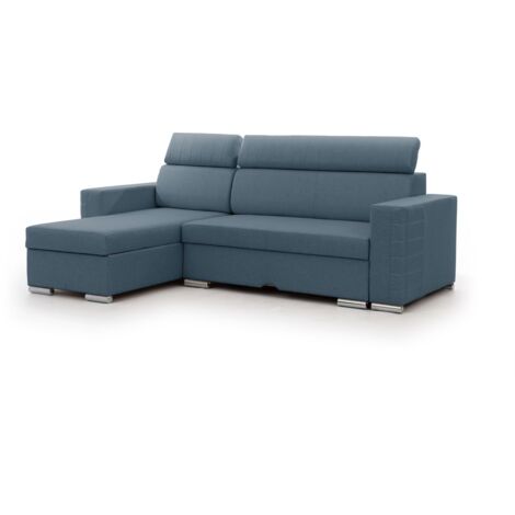 Ecksofa Schlafsofa Sofa CANTON in Stoff Liverpool Azurblau Ottomane Links (1/5)