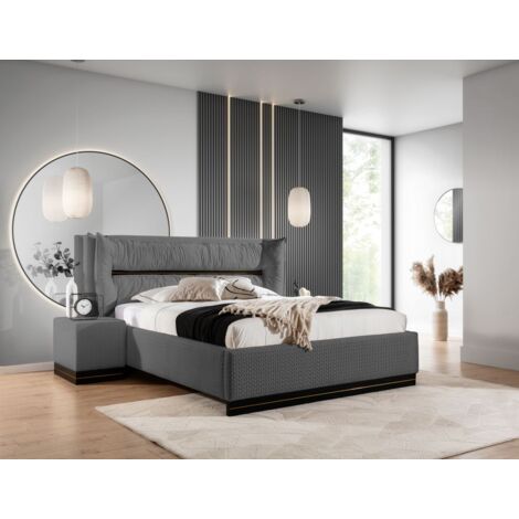 Polsterbett Doppelbett Set.3 HAMILTON 180x200cm Stoff Magic Velvet Grafit (1/5)