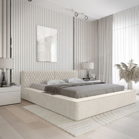 Polsterbett Doppelbett NORFOLK Komplettset 160x200cm in Stoff Ditra Creme (1/5)