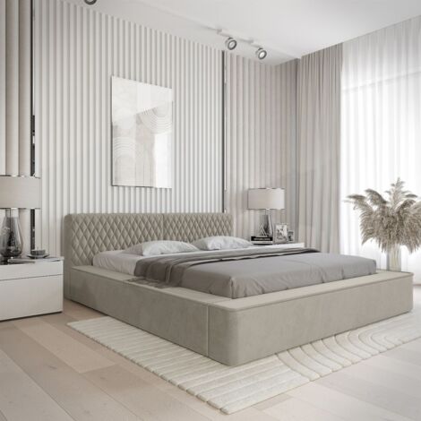 Polsterbett Doppelbett NORFOLK 160x200cm in Stoff Ditra Graubeige (1/5)