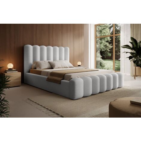 Polsterbett Doppelbett MACON 180x200cm Komplettset Stoff Euphoria Weiß (1/5)