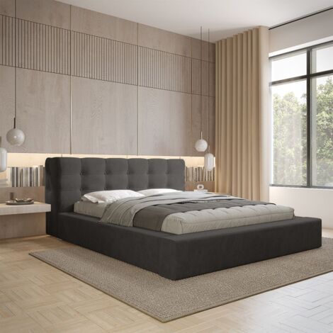 Polsterbett Doppelbett ANTONIO 140x200cm in Stoff Ditra Anthrazit (1/5)