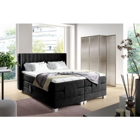 Boxspringbett Elektrisch Bett MAGNUS 160x200cm in Stoff Salvador Schwarz (1/4)