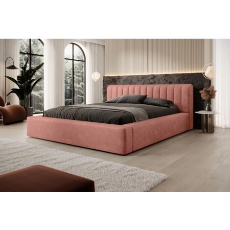 Polsterbett Doppelbett PEORIA Komplettset 140x200cm in Stoff Macau Rose (1/4)