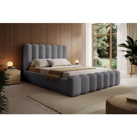 Polsterbett Doppelbett MACON 180x200cm Komplettset Stoff Euphoria Dunkelgrau (1/5)