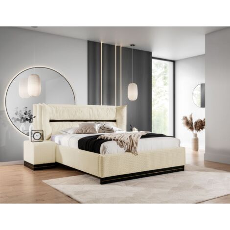 Polsterbett Doppelbett Set.3 HAMILTON 140x200cm Stoff Magic Velvet Creme (1/5)