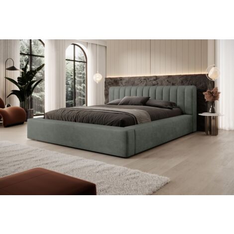 Polsterbett Doppelbett PEORIA Komplettset 140x200cm in Stoff Macau Forest (1/4)