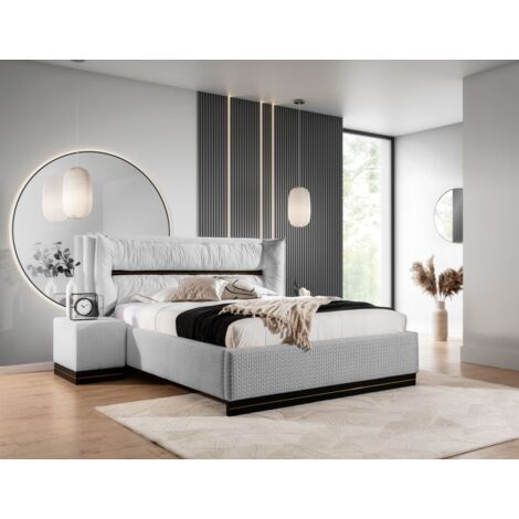 Polsterbett Doppelbett Set.4 HAMILTON 160x200cm Stoff Magic Velvet Hellgrau (1/5)