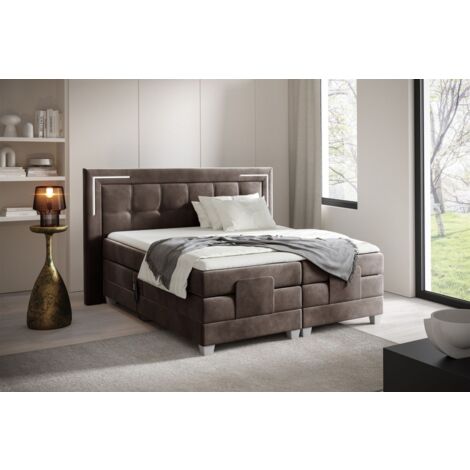 Boxspringbett Elektrisch Bett DORES 200x200cm in Stoff Fresh Schokobraun (1/2)